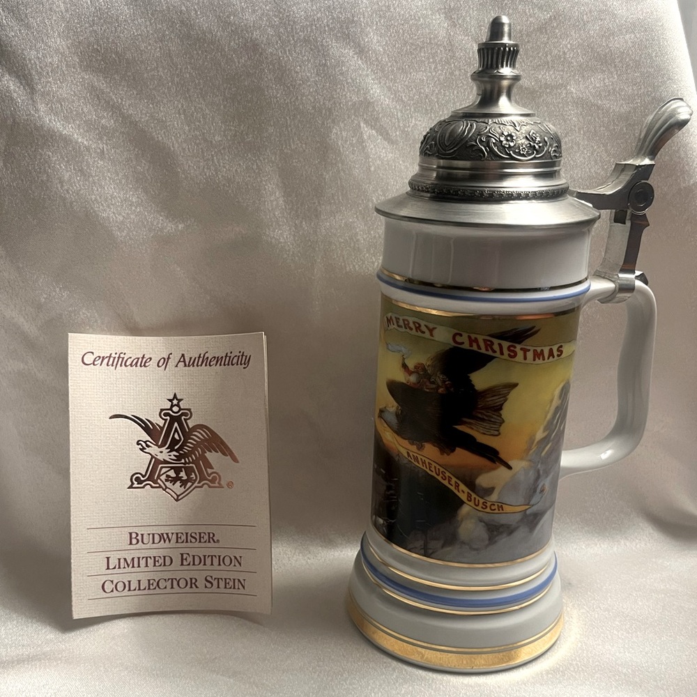 Vintage Anheuser-Busch Holiday Collection 1990 “Berninghaus” Porcelain‎ Stein